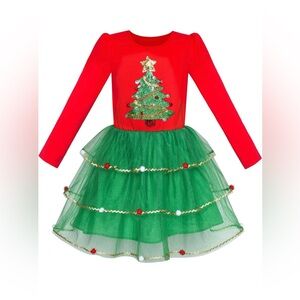 Festive Christmas Tree Kids Costume - Red and Green